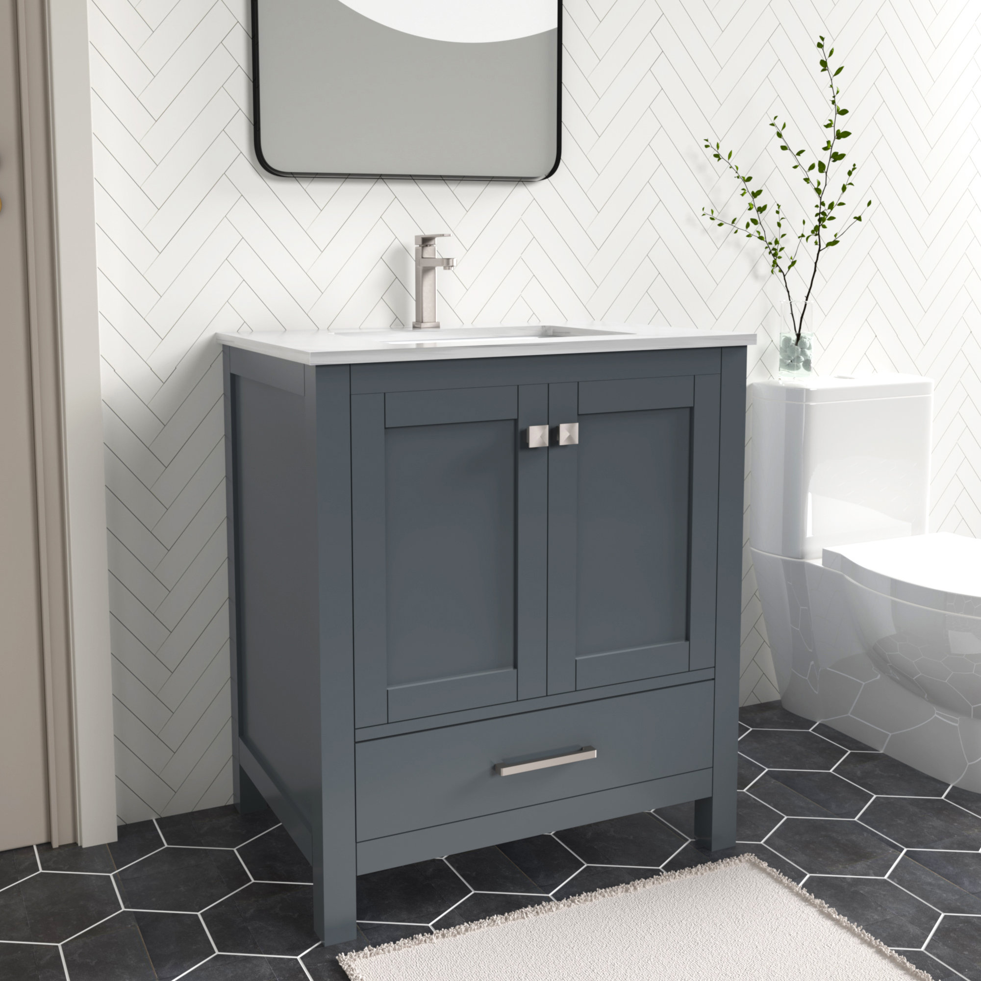 Lark Manor Amandie 30" Single Sink Freestanding Bathroom Vanity with ...